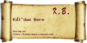 Kádas Bere névjegykártya